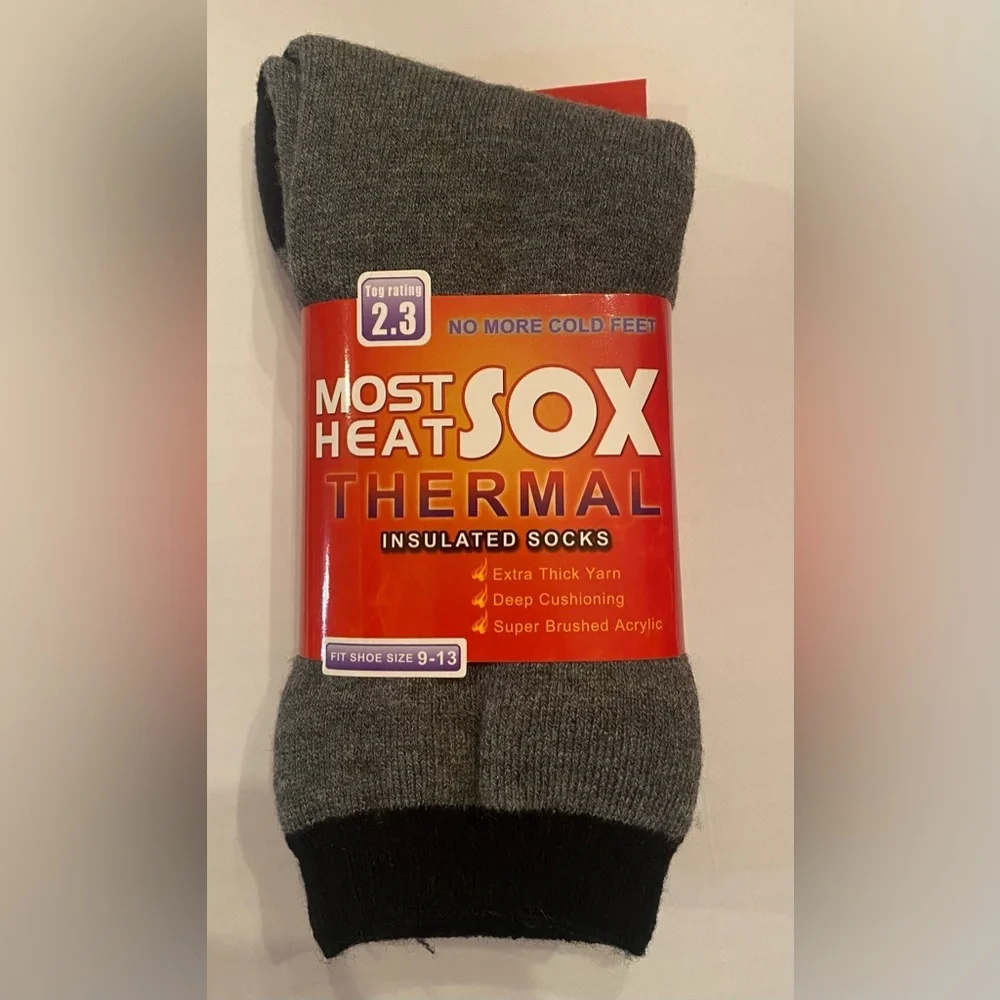 Most Heat Sox Thermal‎ Insulated Socks Adult Unisex Fit Shoe Size 9 - 13